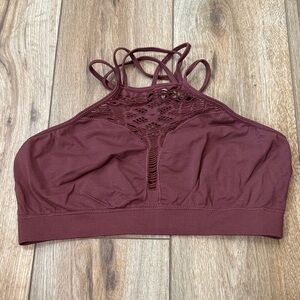 Burgundy Lace Halter Bralette Buckle